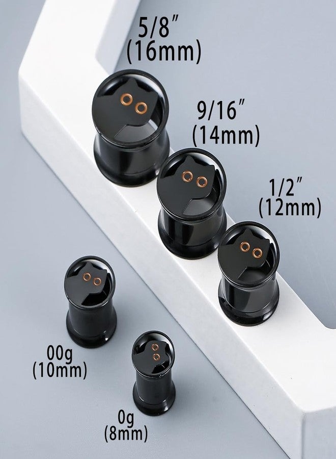 Earblity 2 PCS Black gauges cute cat 00g/10mm Ear Tunnels Plugs 316 Stainless Steel Bld Ear Weight Plugs Hypoallergenic expander Piercing Body Jewelry women and men - Image 2